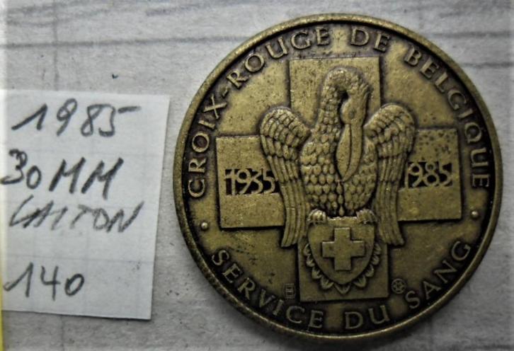 Rode Kruis token bloeddienst 1935-1985 30mm BEDANKT, Postzegels en Munten, Penningen en Medailles, Overige materialen, Verzenden