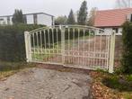 Automatisch wit tuinhek - totale breedte 4m, Tuin en Terras, Tuinhekken en Hekwerk, Ophalen, Gebruikt, Tuinhek