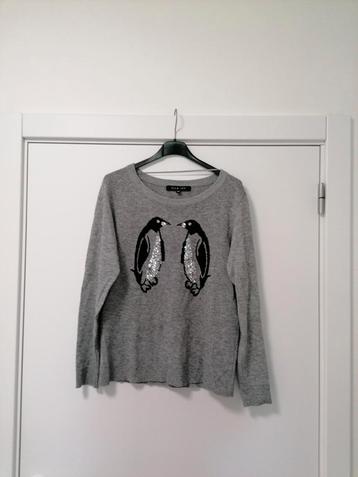 Grijze trui met pinguins nguins van Vila Joy, Mt M, Taille 38/40 (M), Gris, Enlèvement ou Envoi, Comme neuf