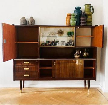 Highboard retro hoogglans vintage kast beschikbaar voor biedingen