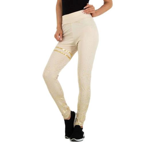 Legging creme goud glitter S/M, Kleding | Dames, Leggings, Maillots en Panty's, Nieuw, Legging, Maat 36/38 (S), Overige kleuren
