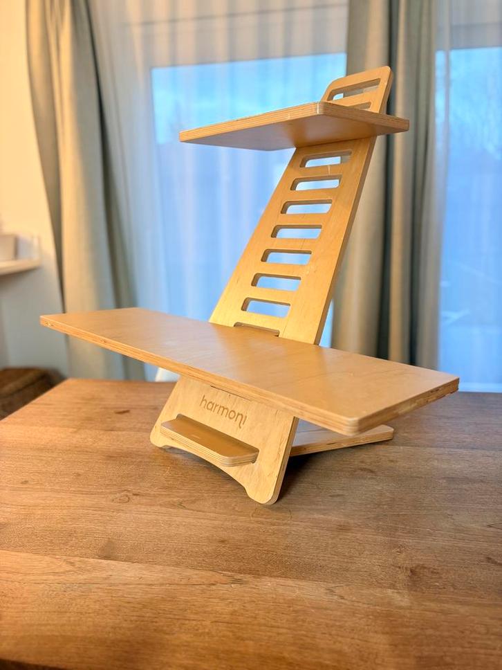 Verstelbaar sta-bureau in berkenhout, Maison & Meubles, Bureaux, Utilisé, Bureau debout, Réglable en hauteur, Enlèvement