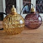 Twee leuke retro glazen hanglampen, Maison & Meubles, Lampes | Suspensions, Comme neuf, Enlèvement ou Envoi, Verre