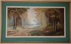 Huile sur toile, paysage forestier, signé P. Boone, Antiquités & Art, Enlèvement ou Envoi