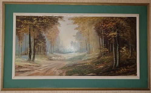 Huile sur toile, paysage forestier, signé P. Boone, Antiquités & Art, Art | Peinture | Classique, Enlèvement ou Envoi