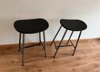 Ensemble de 2 tabourets de bar noirs modernes - Chris Martin, Avec repose-pieds, 2 tabourets, Comme neuf, Enlèvement