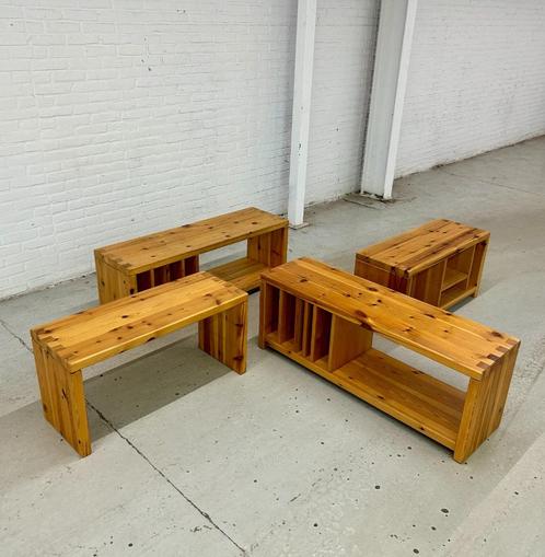 4 x vintage Aksel Kjersgaard pine wood storage benches, Verzamelen, Retro, Ophalen