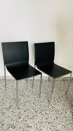 2 stapelbare stoelen zwart, Italiaans, zitting in kunststof, Huis en Inrichting, Stoelen, Ophalen, Zo goed als nieuw, Zwart, Kunststof