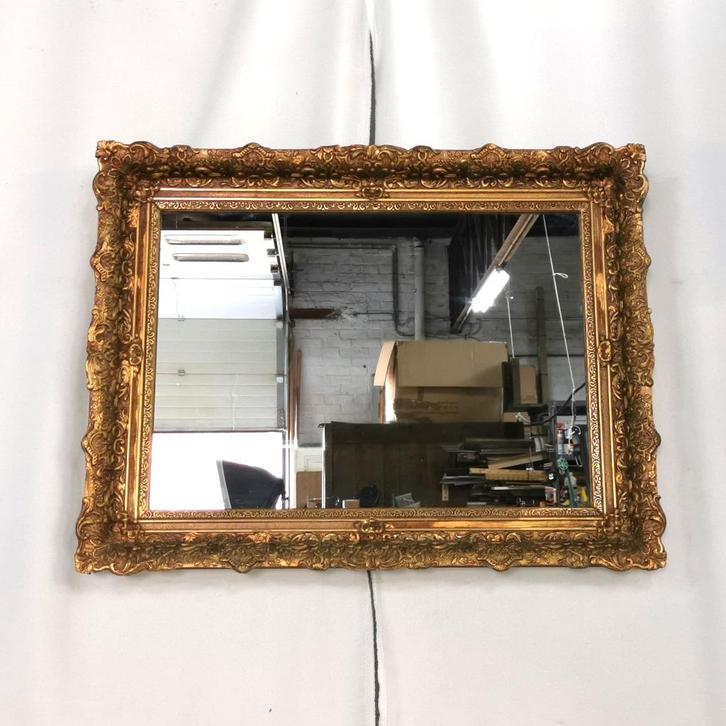 Grote antieke Barok spiegel met dikke gouden kader 88 x 70, Huis en Inrichting, Woonaccessoires | Spiegels, Gebruikt, 75 tot 100 cm