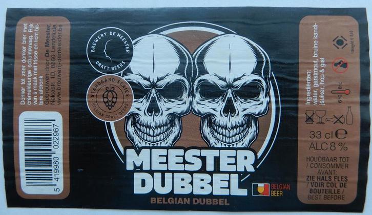 Bieretiket Meester dubbel Brouwerij De Meester (10r5), Collections, Marques de bière, Utilisé, Envoi
