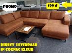 W9 Salons cognac stof 304x198x148 NIEUW +Gratis Levering, Huis en Inrichting, Zetels | Zetels, Hoekbank, Ophalen of Verzenden