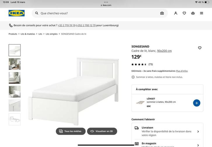 Lit IKEA 1 Personne et commode  NEUFS JAMAIS DÉBALLÉS, Huis en Inrichting, Slaapkamer | Nachtkastjes, Nieuw, Ophalen