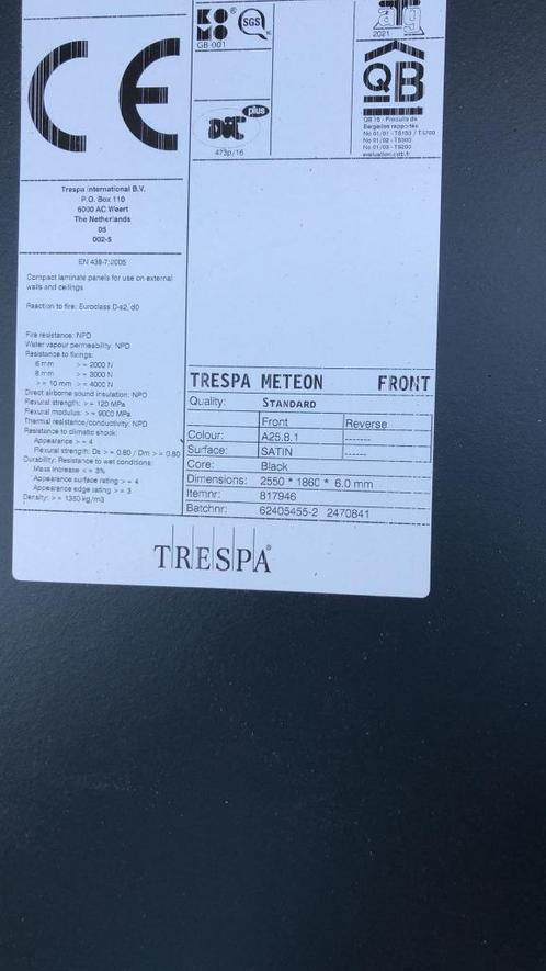 Trespa plaat zwart te koop, Doe-het-zelf en Bouw, Platen en Panelen, Nieuw, HPL, Minder dan 20 mm, Ophalen