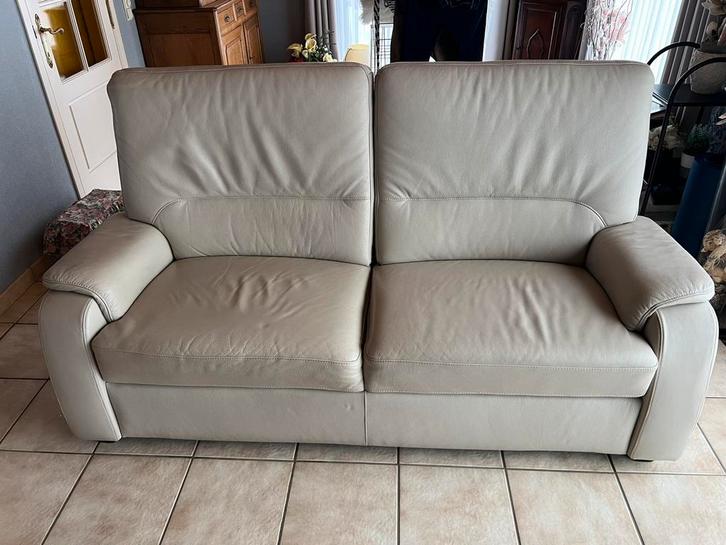 Lederen salon, Huis en Inrichting, Zetels | Zetels, Zo goed als nieuw, Rechte bank, Vierpersoons of meer, Leer, Ophalen