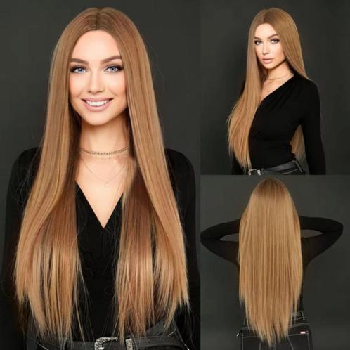 Luxe goudlblonde pruik lang steil haar model Peyton, Handtassen en Accessoires, Uiterlijk | Haarverzorging, Nieuw, Pruik of Haarverlenging