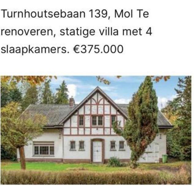 Charmante te renoveren villa op 826 m2, Immo, Huizen en Appartementen te koop, Turnhout, 500 tot 1000 m², Vrijstaande woning, F