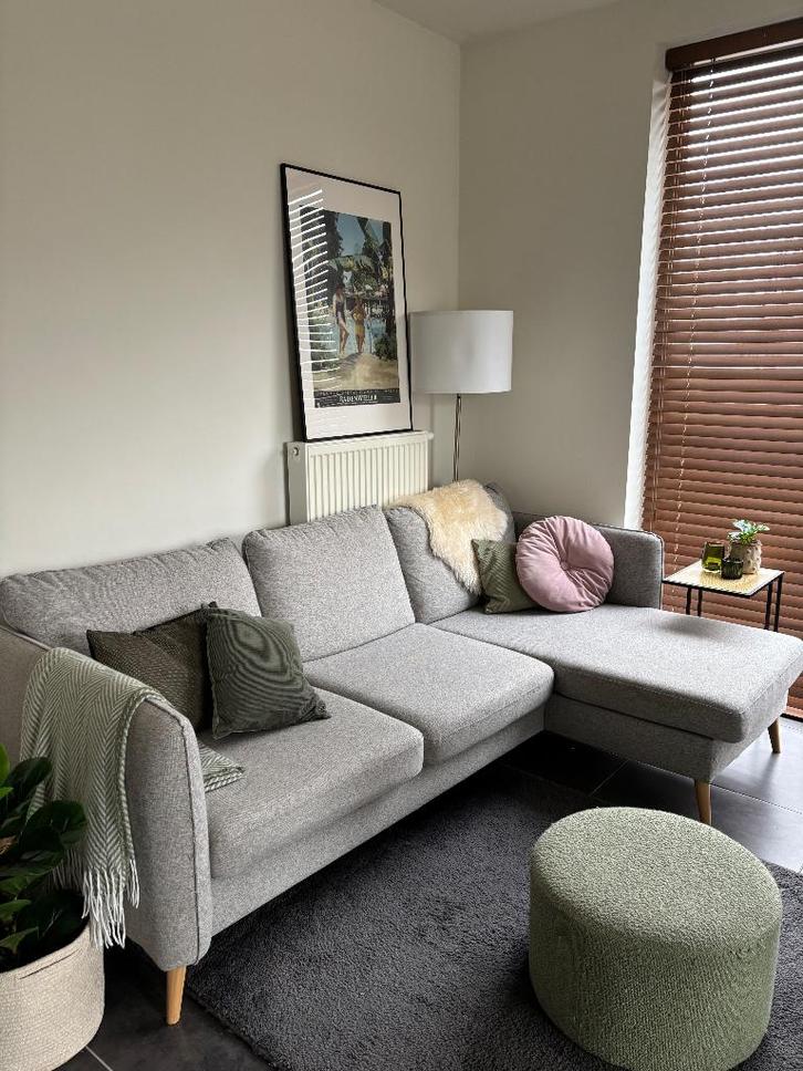 Grijze comfortabele zetel, Huis en Inrichting, Zetels | Zetels en Chaises Longues, Gebruikt, Driepersoons, 200 tot 250 cm, Minder dan 75 cm