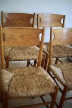 4 Vintage stoelen met rieten zitting., Ophalen, Gebruikt, Hout, Vier