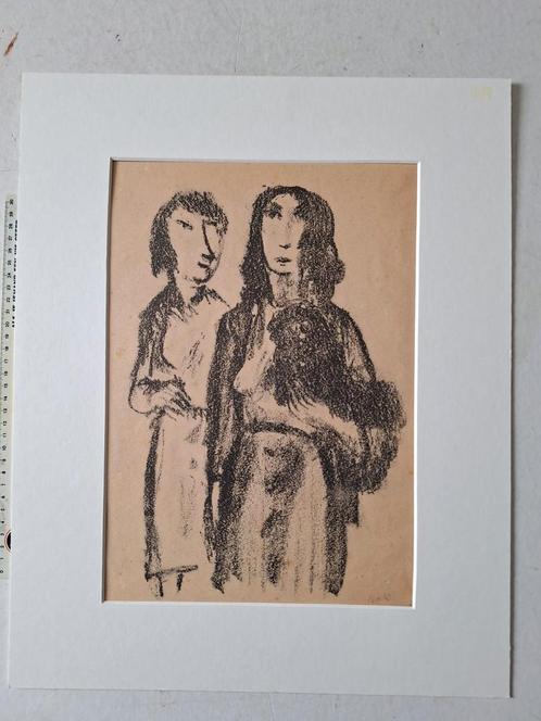 Litho Theo Van der Horst "Twee staande personen ", Antiek en Kunst, Kunst | Litho's en Zeefdrukken, Ophalen of Verzenden