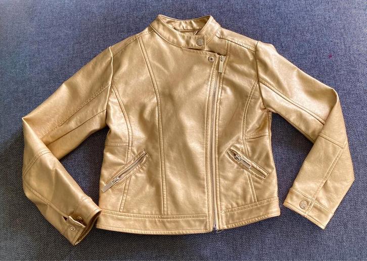 Gouden nepleder jasje mils star jbc, Kinderen en Baby's, Kinderkleding | Maat 128, Zo goed als nieuw, Meisje, Jas, Ophalen of Verzenden