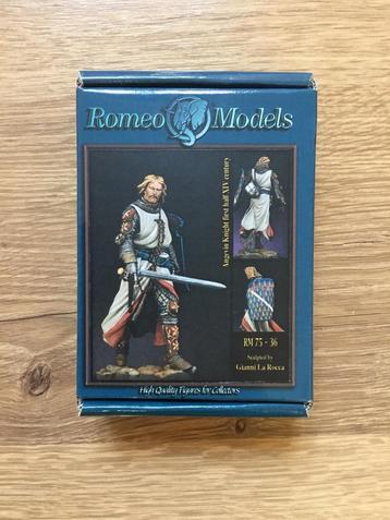 ROMEO MODELS RM75-36 chevalier debut 14ème 75mm., Enlèvement ou Envoi, Comme neuf, Personnage ou Figurines