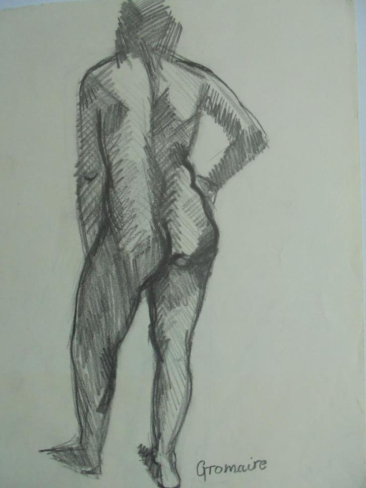Marcel Gromaire  1892 - 1975   Tekening Staand Naakt, Antiek en Kunst, Kunst | Tekeningen en Fotografie, Verzenden