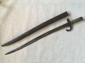 wo1 - Franse M1874 Gras bajonet met schede Châtellerault '83 beschikbaar voor biedingen