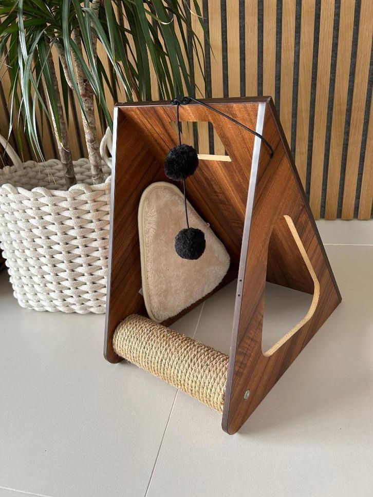 🐾 Mini-krabpaal houtlook – kattenplezier in designjasje 😺✨, Dieren en Toebehoren, Krabmeubelen, Nieuw, Krabpaal, Ophalen of Verzenden