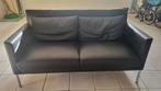 Sofa 2-zit Walter Knoll (zwart leder), Ophalen, Gebruikt, Metaal, 75 tot 100 cm