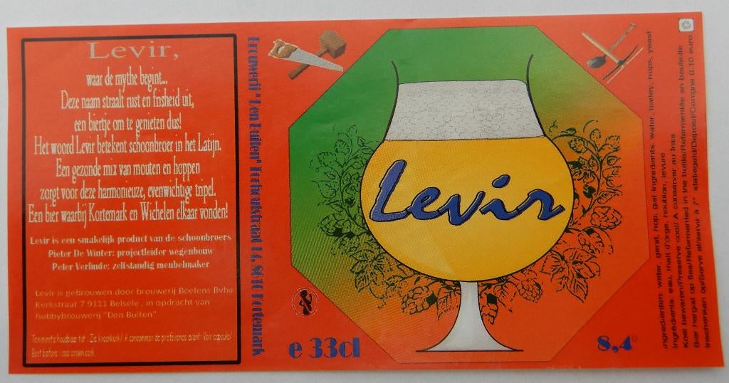 Bieretiket Levir Brouwerij Boelens (12b4), Ophalen of Verzenden, Nieuw