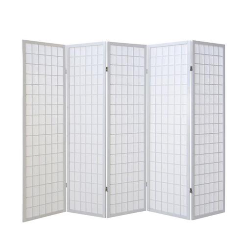 Kamerscherm hout scheidingswand 5 delig Japanse stijl wit, Maison & Meubles, Accessoires pour la Maison | Paravents d'intérieur
