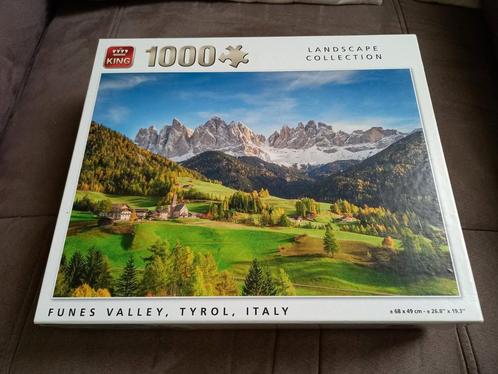 King puzzel 1000 stuks - Funes vallei, Tirol, Italië, Hobby en Vrije tijd, Denksport en Puzzels, Zo goed als nieuw, Legpuzzel
