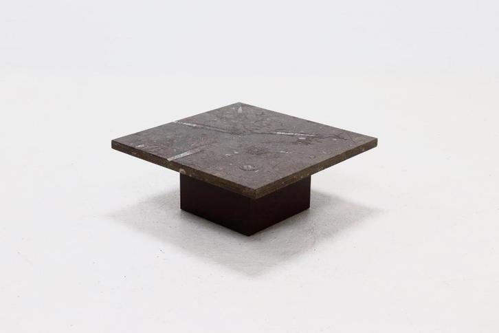 Zeldzame Salontafel Fossielsteen Metaform Jaren 60 70 Design, Huis en Inrichting, Tafels | Salontafels, Gebruikt, Vierkant, Overige materialen