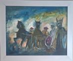 Schilderij olieverf paardenrace dravers sulky, Ophalen