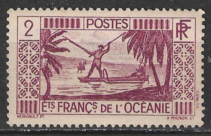 Frans-Oceanie 1939/1949 - Yvert 85 - Visser - 2 c. (PF), Postzegels en Munten, Postzegels | Oceanië, Verzenden