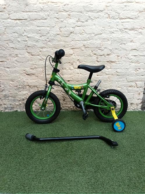 Metalen groene kinderfiets 12'', Fietsen en Brommers, Fietsen | Kinderfietsjes, Gebruikt, Minder dan 16 inch, Zijwieltjes, Ophalen of Verzenden