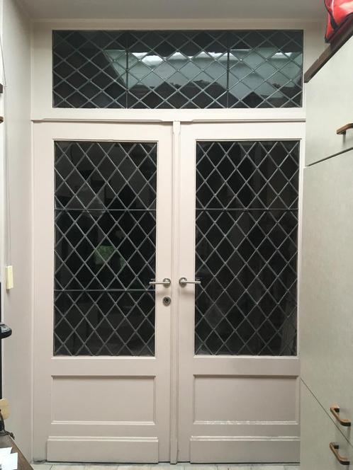 Dubbele binnendeuren met glas in lood, Doe-het-zelf en Bouw, Deuren en Vliegenramen, Gebruikt, Binnendeur, 215 cm of meer, 120 cm of meer