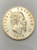 Munt zilver Italië 5 lire Vittorio Emanuele II   1874 mooi, Enlèvement ou Envoi, Italie, Monnaie en vrac, Argent