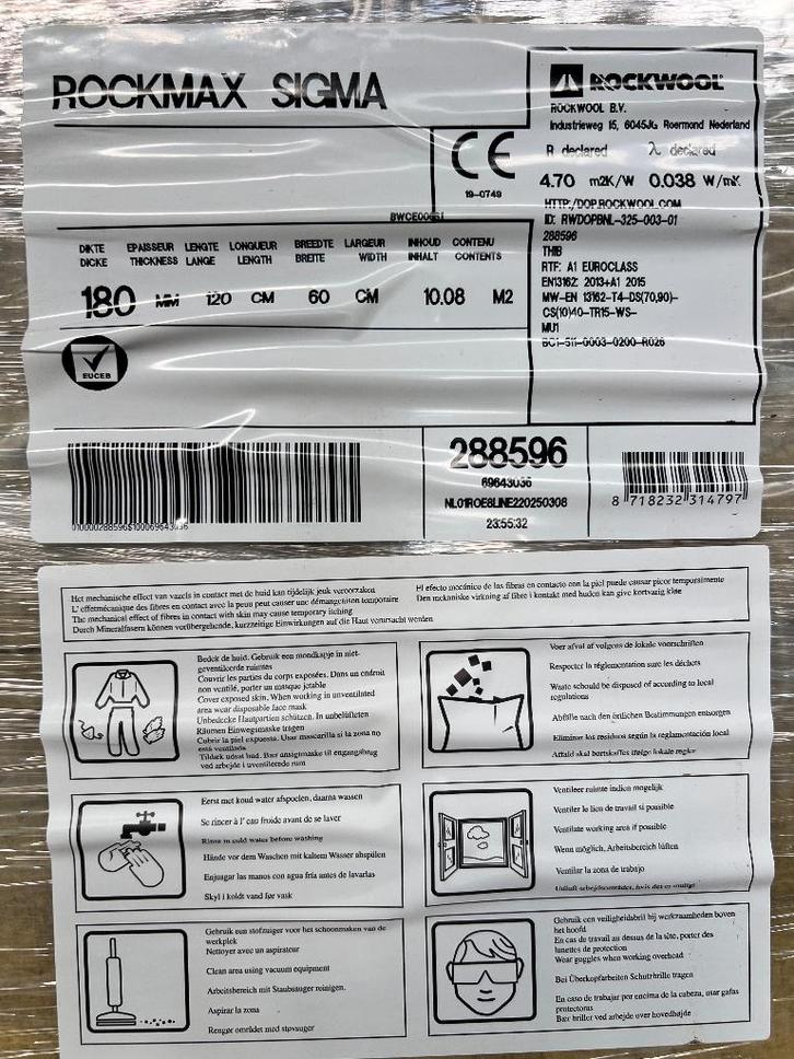 Rockwool isolatie, Bricolage & Construction, Isolation & Étanchéité, Neuf, Isolation de toiture, Laine de roche, 12 cm ou plus