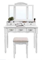 Luxe make-up tafel met driedelige spiegel en krukje, Huis en Inrichting, 50 tot 100 cm, 100 tot 150 cm, Zo goed als nieuw, Ophalen