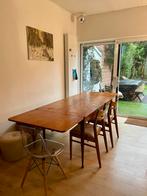 Vintage eettafel teak uitschuifbaar 246 cm, Ophalen, Gebruikt, Teakhout