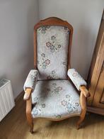 Vintage houten fauteuil met verstelbare rugleuning, Ophalen, Hout, Gebruikt, 50 tot 75 cm