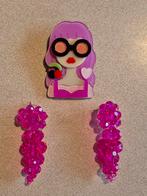 Broche en fruitige oorbellen, Bijoux, Sacs & Beauté, Boucles d'oreilles, Puces ou Clous, Enlèvement ou Envoi, Rose, Comme neuf