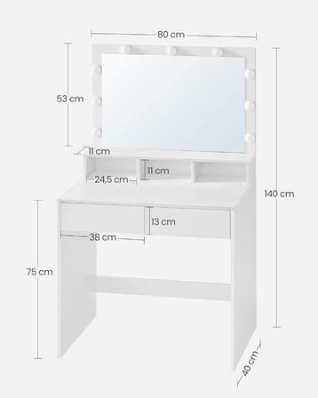 coiffeuse neuve avec miroir et led sans tabouret NEUVE disponible aux enchères