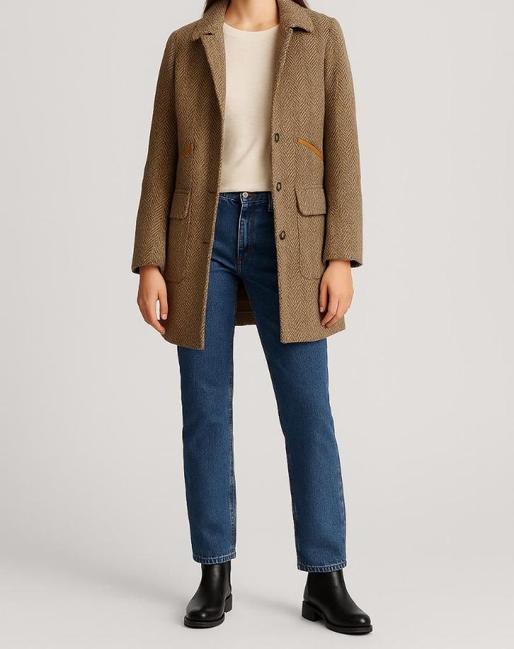 Lauren Ralph Lauren wolmantel maat S, Kleding | Dames, Jassen | Winter, Gedragen, Maat 36 (S), Beige, Ophalen of Verzenden