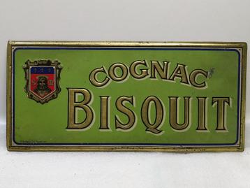 Oude metalen reclame Cognac Bisquit zonder geëmailleerde pla