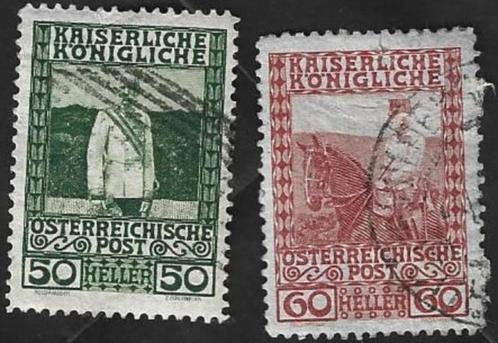 2 Postzegels Oostenrijk 1910 Verjaardag keizer Frans Jozef I, Postzegels en Munten, Postzegels | Europa | Oostenrijk, Gestempeld