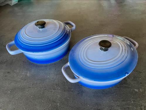 2 keramieken ovenschaaltjes blauw paars met deksel, Huis en Inrichting, Keuken | Servies, Nieuw, Schaal of Schalen, Keramiek, Ophalen of Verzenden