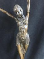 Bronzen vrouw Chiparus/stempel 56 cm groot zuiver brons, Ophalen of Verzenden