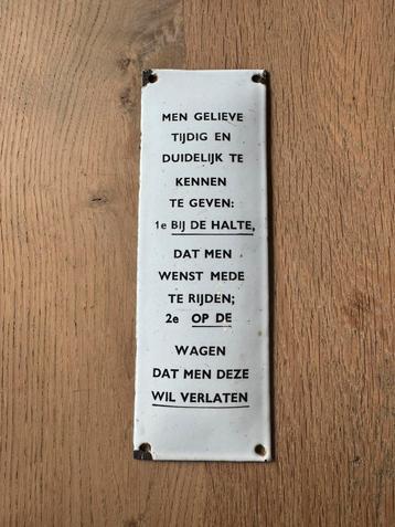 Zwart / Wit emaille reclamebordje beschikbaar voor biedingen